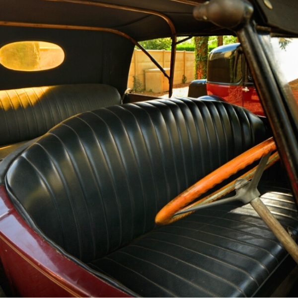 reupholstered vintage car seat 1