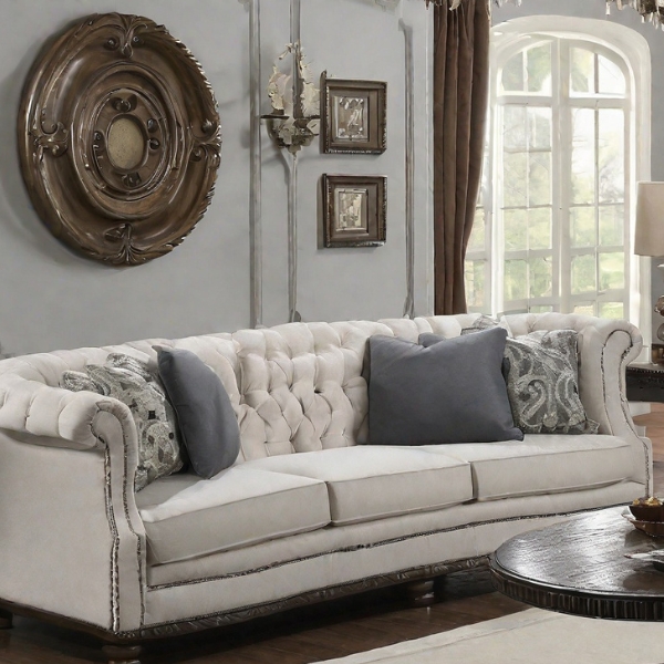 white upholstered sofa